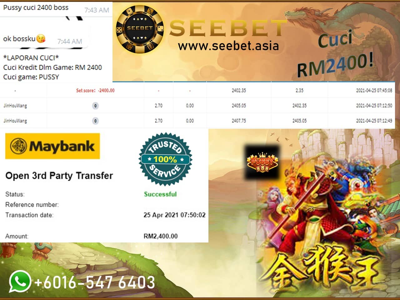 Pussy888 Big Win Receipt 1